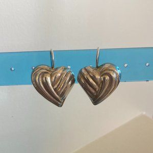 Sterling Puffed Heart Lever  back Earrings 8 grams